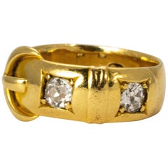 Victorian 18 Karat Gold Diamond Buckle Ring