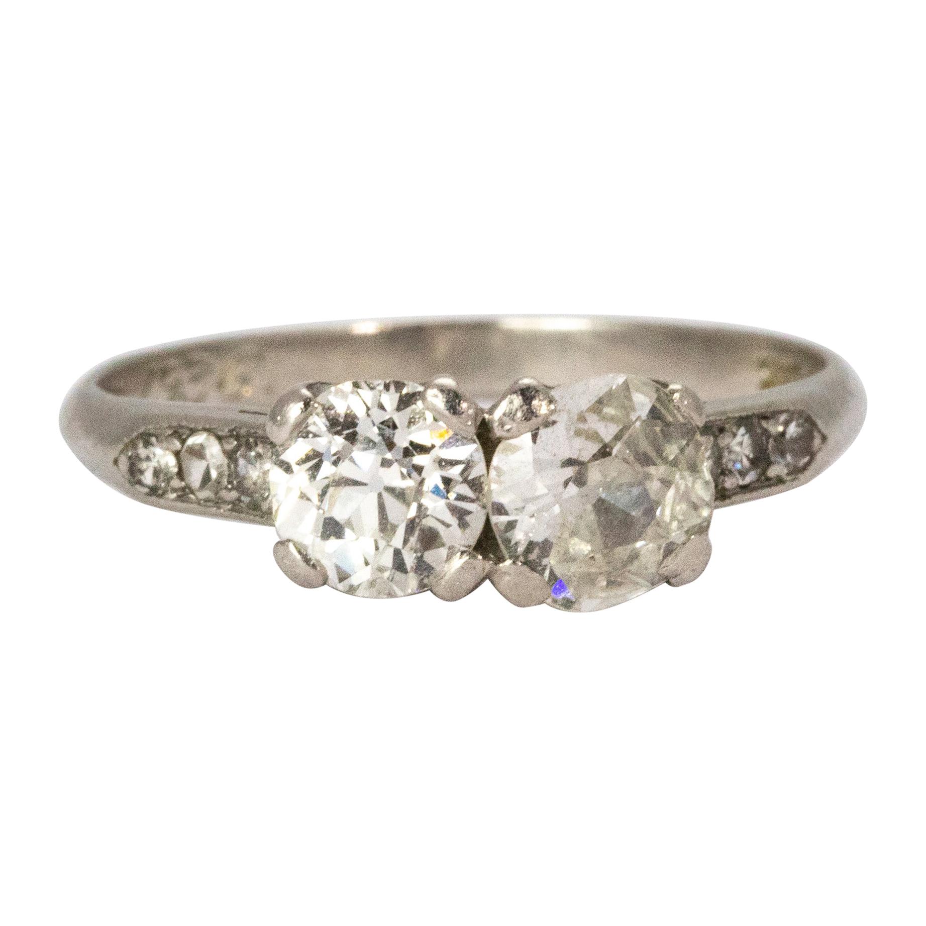 Certified 1920s Platinum "Moi Et Toi" Diamond Ring