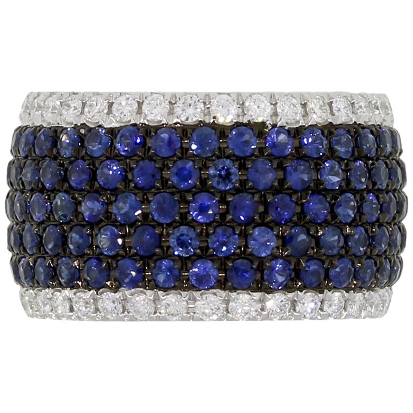 Sapphire and Diamond Wide Eternity Band