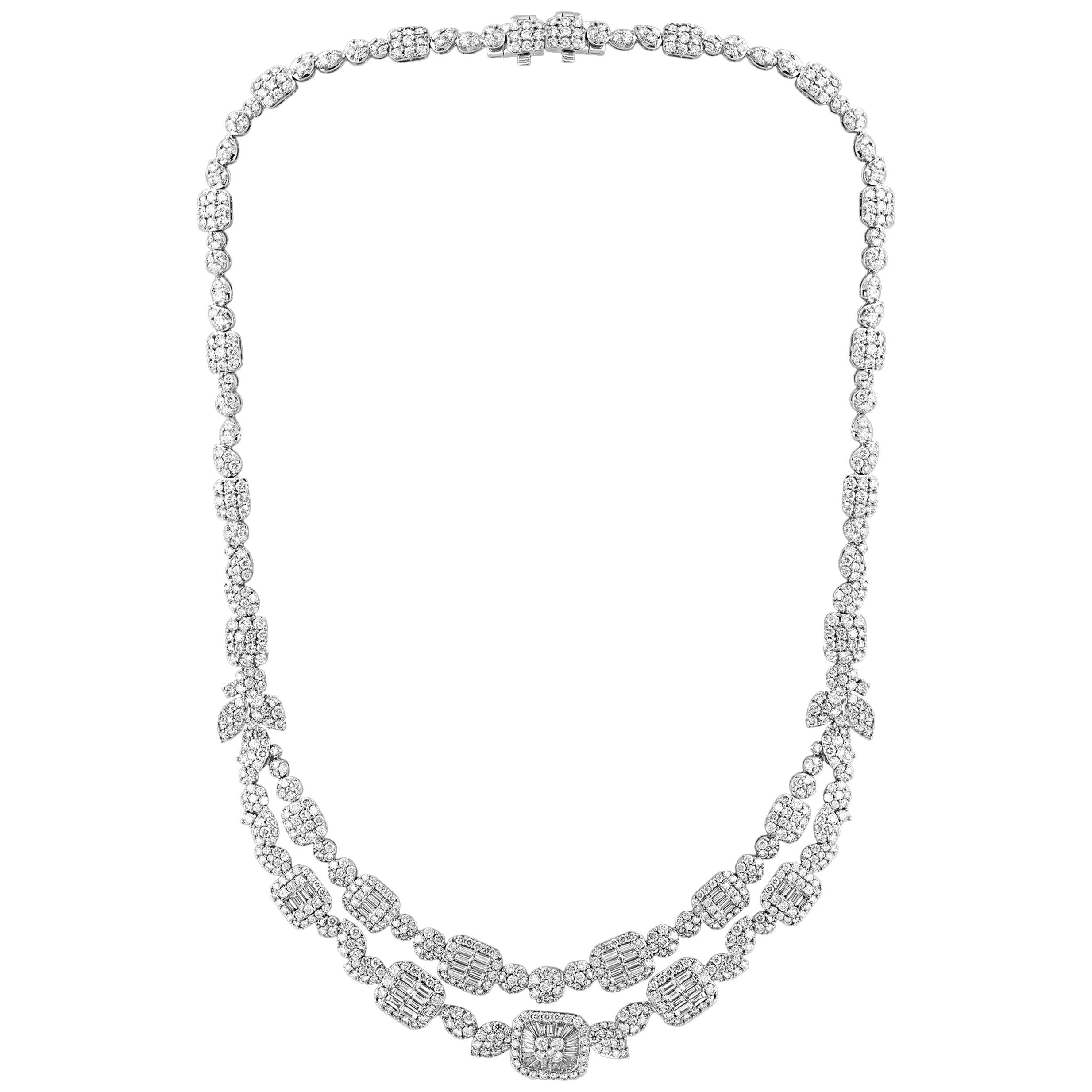 18 Carats VS E Quality Diamond 18 Karat White Gold Necklace Bridal Brand New en vente