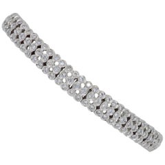 18 Karat White Gold 3.00 Carat Diamond Bezel Three-Row Bracelet