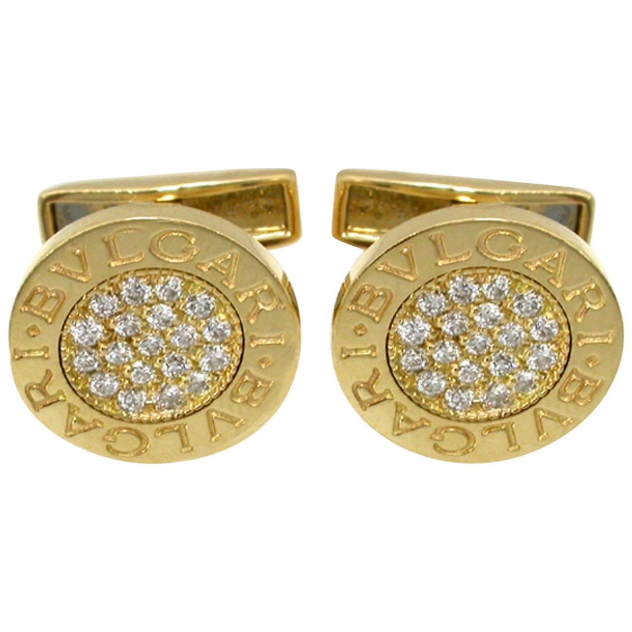 Bulgari Diamond Gold Cufflinks