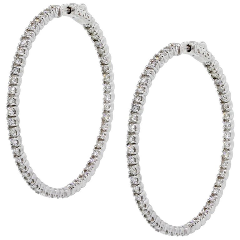 Diamond Inside Out Extra Large Hoop Earrings For Sale at 1stdibs