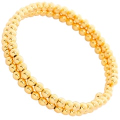 14 Karat Yellow Gold Beaded Double Strand Wrap Bracelet