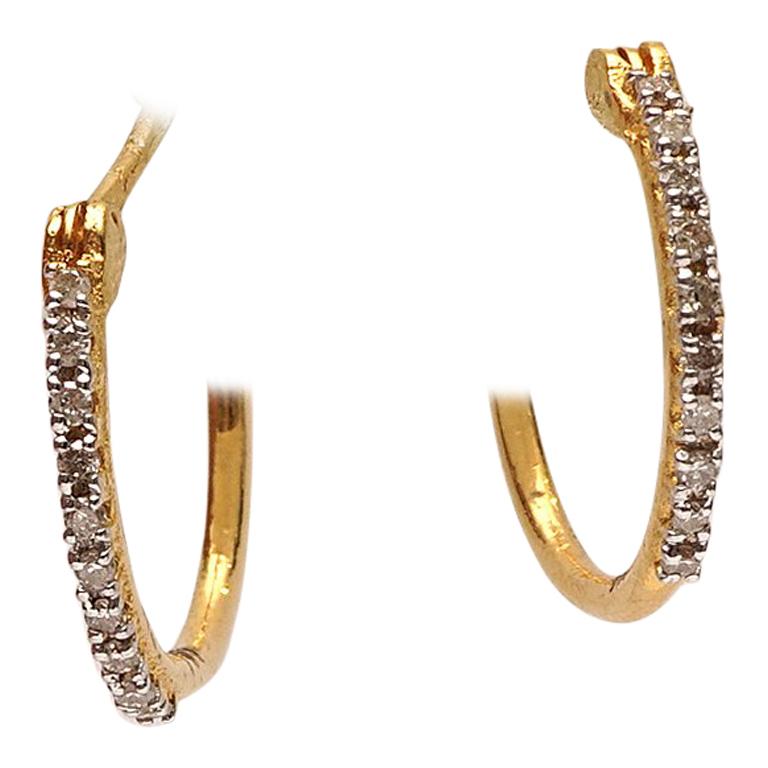 Petite Diamond and 18 Karat Hoop Earrings