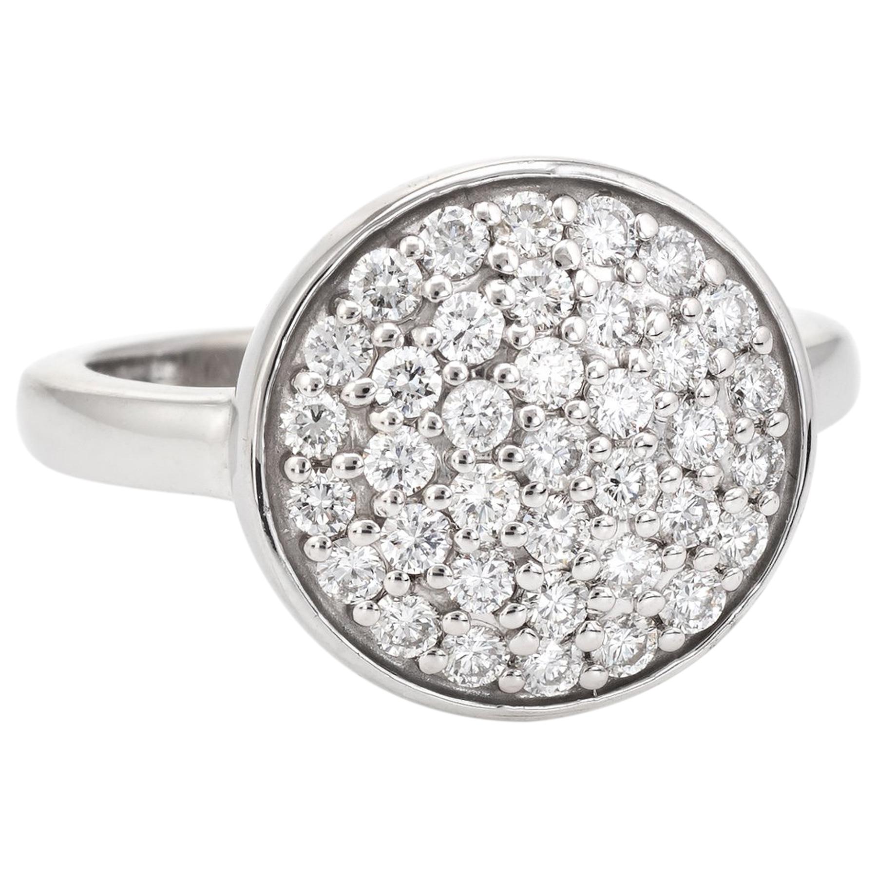 Estate Round Pave Diamond Ring 14 Karat White Gold Vintage Cocktail Statement