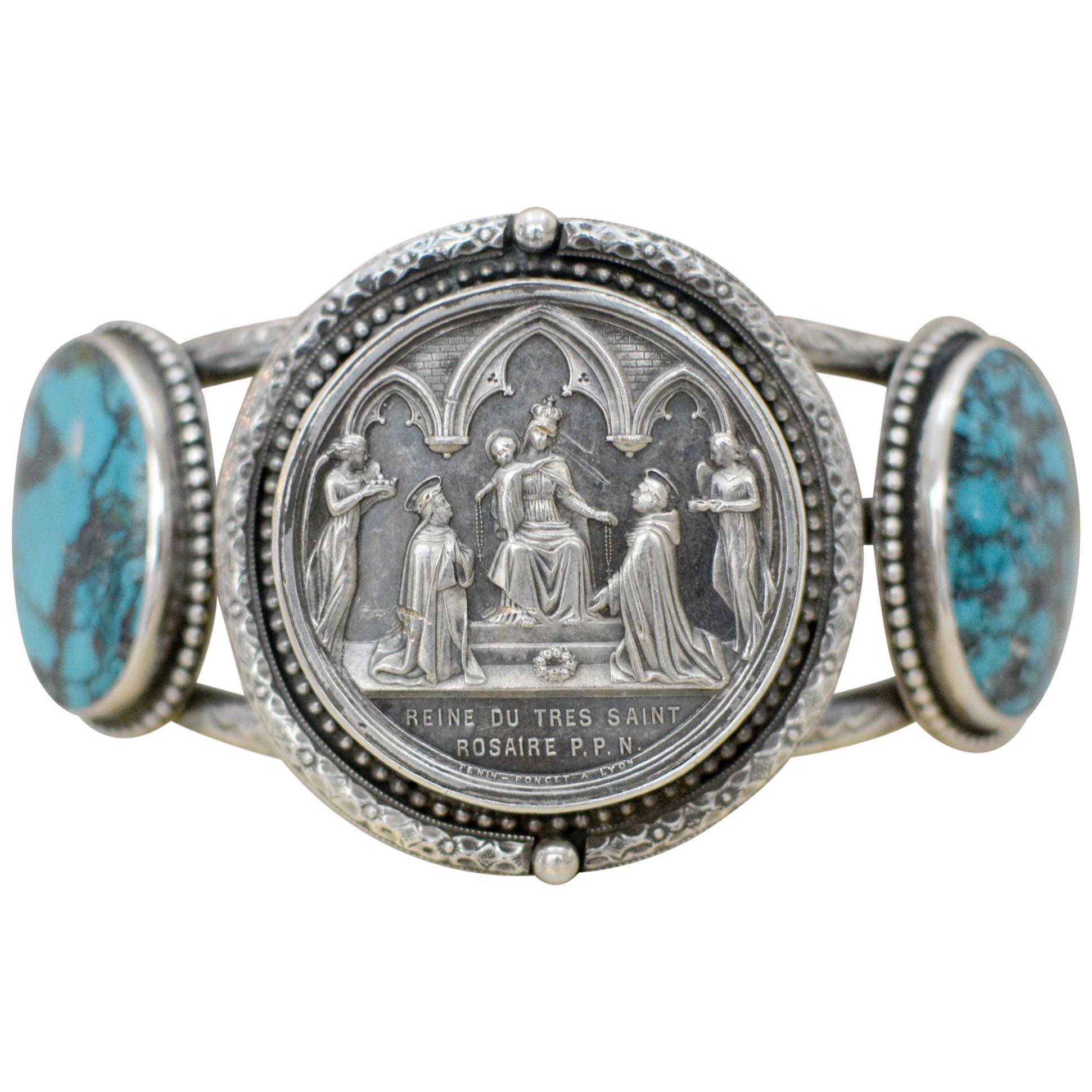 Medaglia nuziale Antique French con bracciale in turchese di Jill Garber