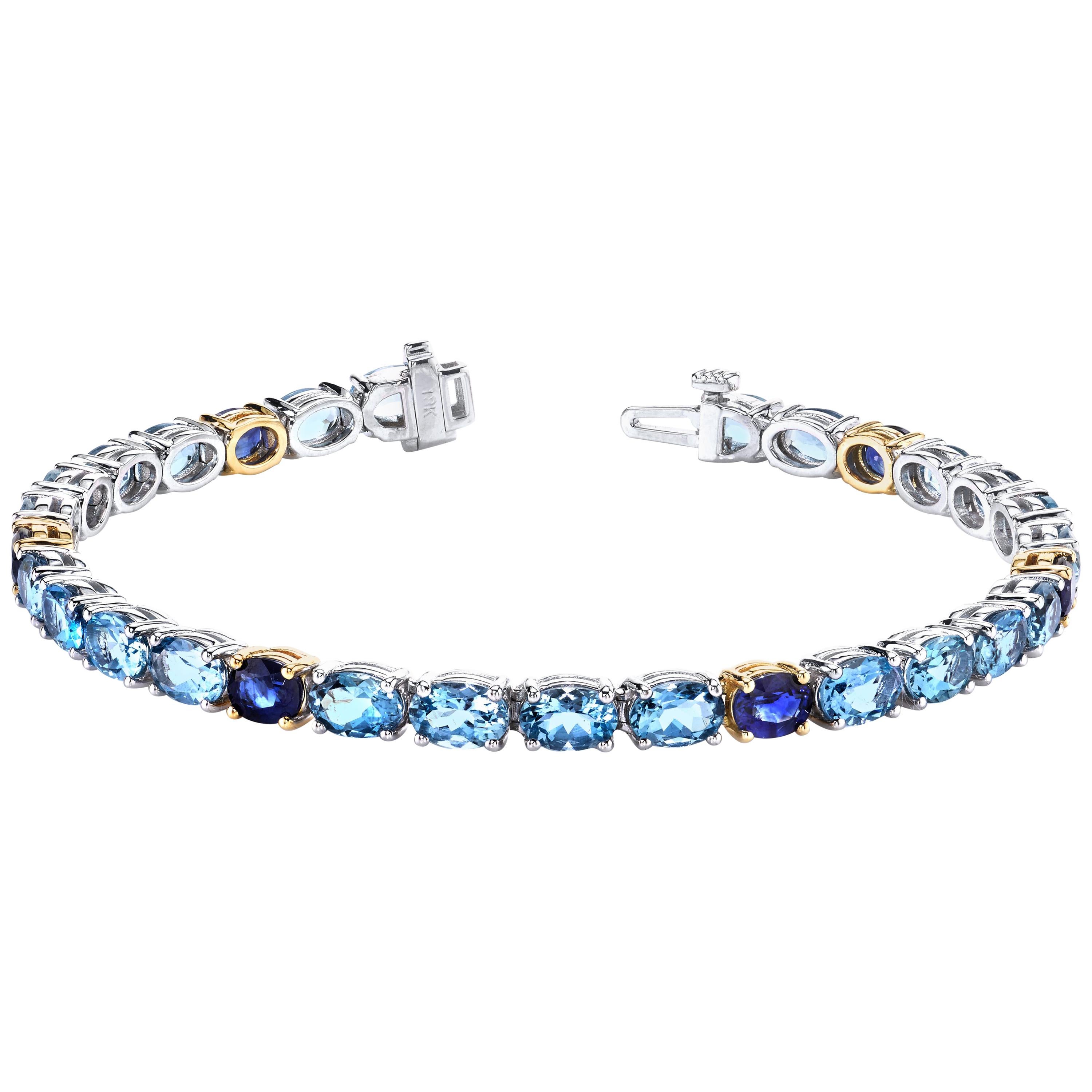 Aquamarine and Blue Sapphire Bracelet