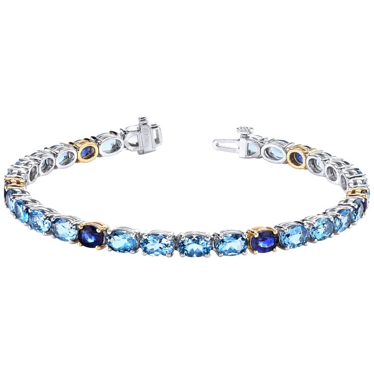 Aquamarine and Blue Sapphire Bracelet at 1stDibs | aquamarine and sapphire  bracelet, sapphire and aquamarine bracelet