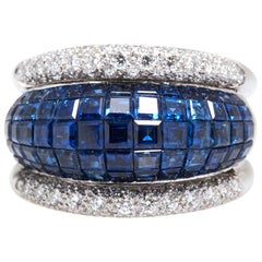 Retro Invisible Set Sapphire Diamond Ring