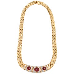 Bulgari Ruby Diamond Gold Chain Necklace