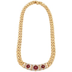 Bulgari Ruby Diamond Gold Chain Necklace