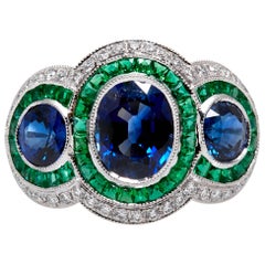 Sapphire Emerald Diamond Ring