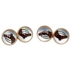 Enamel and Gold Horse Cufflinks