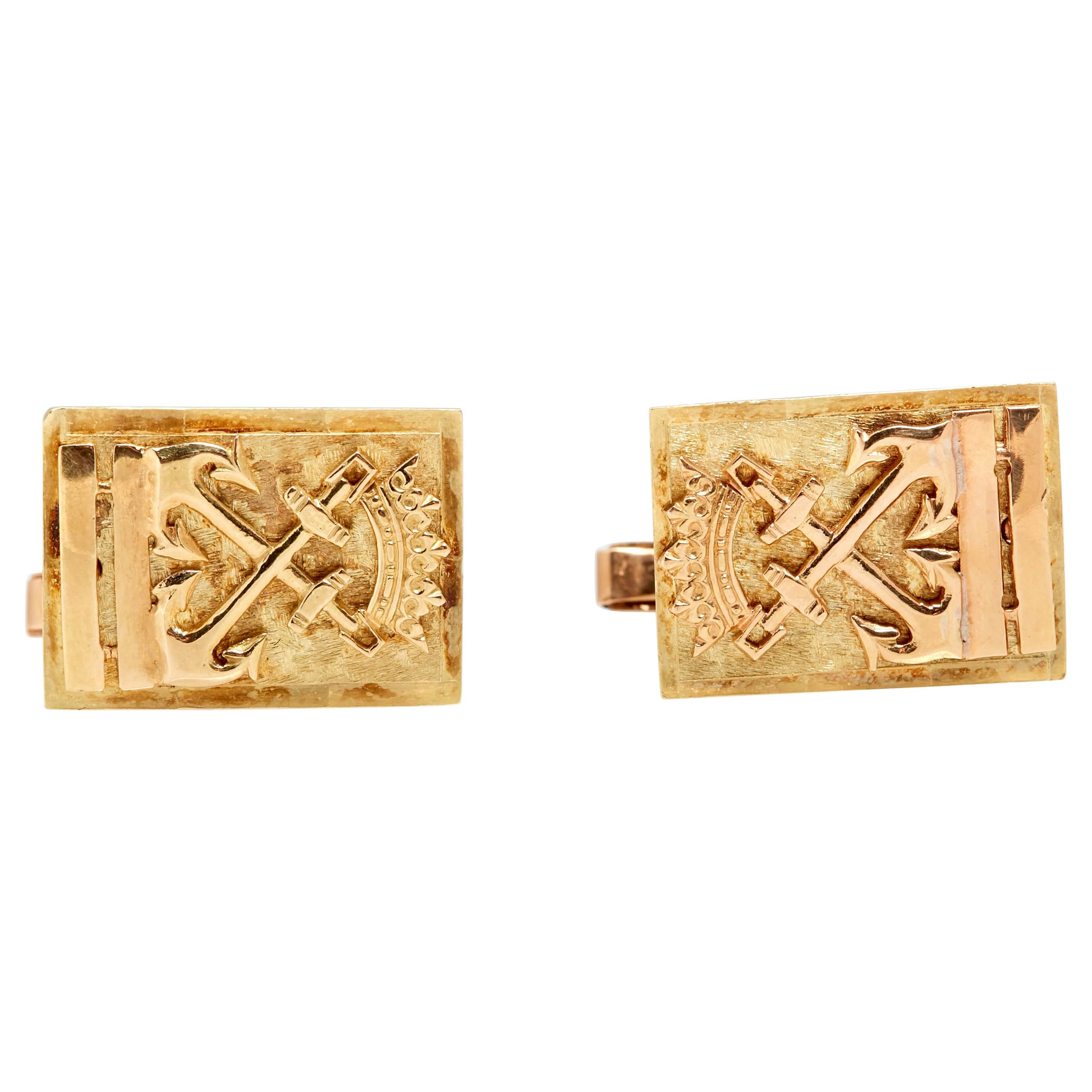 Gold Anchor Cufflinks For Sale