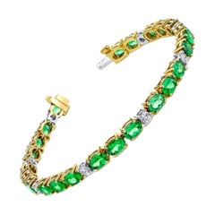 Tsavorite Garnet and Diamond Bracelet, 18 Karat Yellow and White Gold