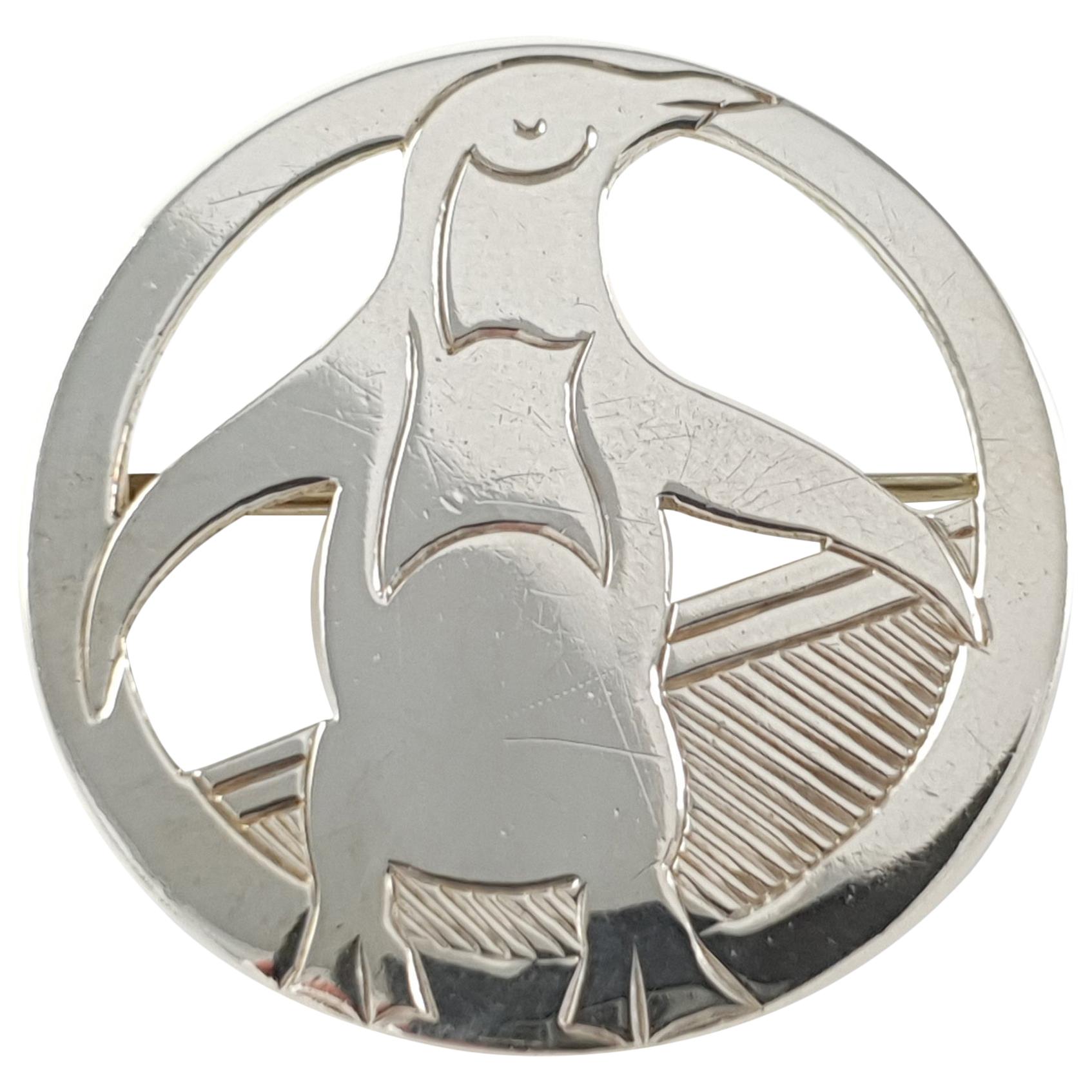 Vintage Art Deco London 1933 H.G. Murphy Sterling Silver Penguin Brooch
