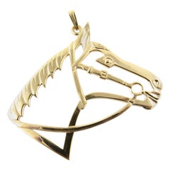 14 Karat Yellow Gold Horse Head Pendant