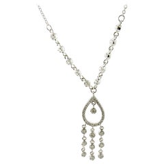 Vintage 14 Karat White Gold and Diamond Pendant Necklace