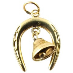 14 Karat Yellow Gold Horseshoe with Bell Charm