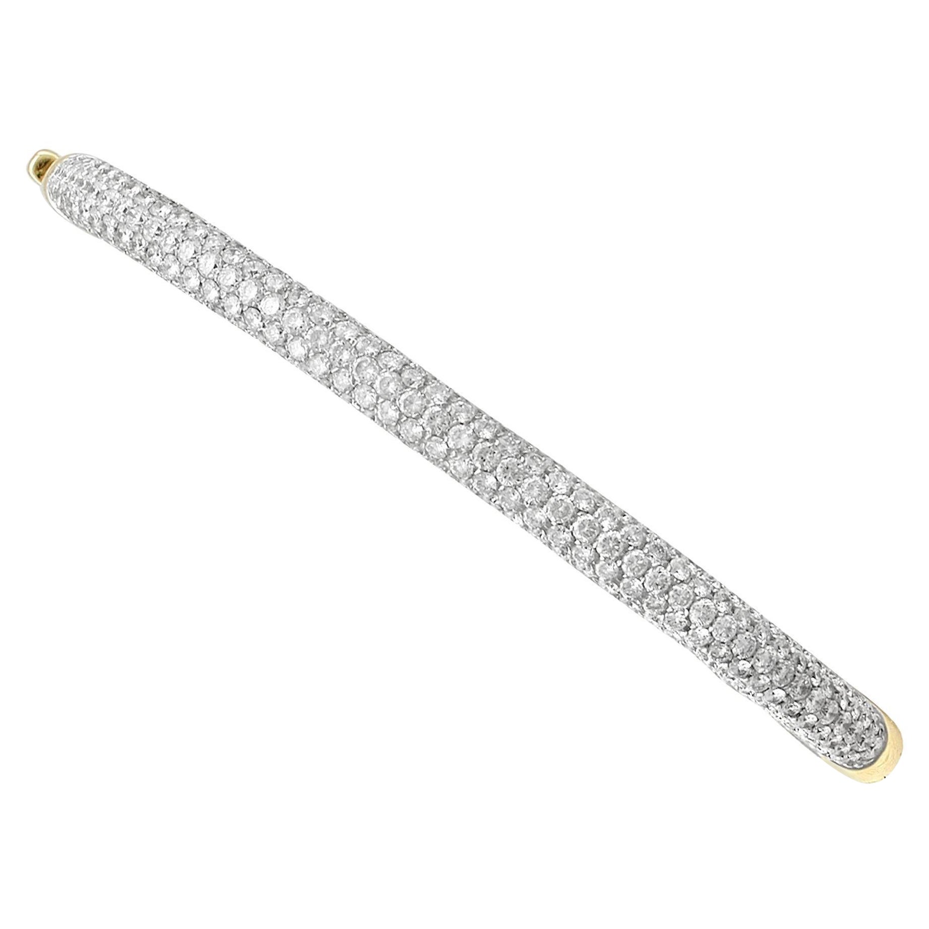 Bracelet jonc vintage en or jaune et diamants de 2,85 carats en vente