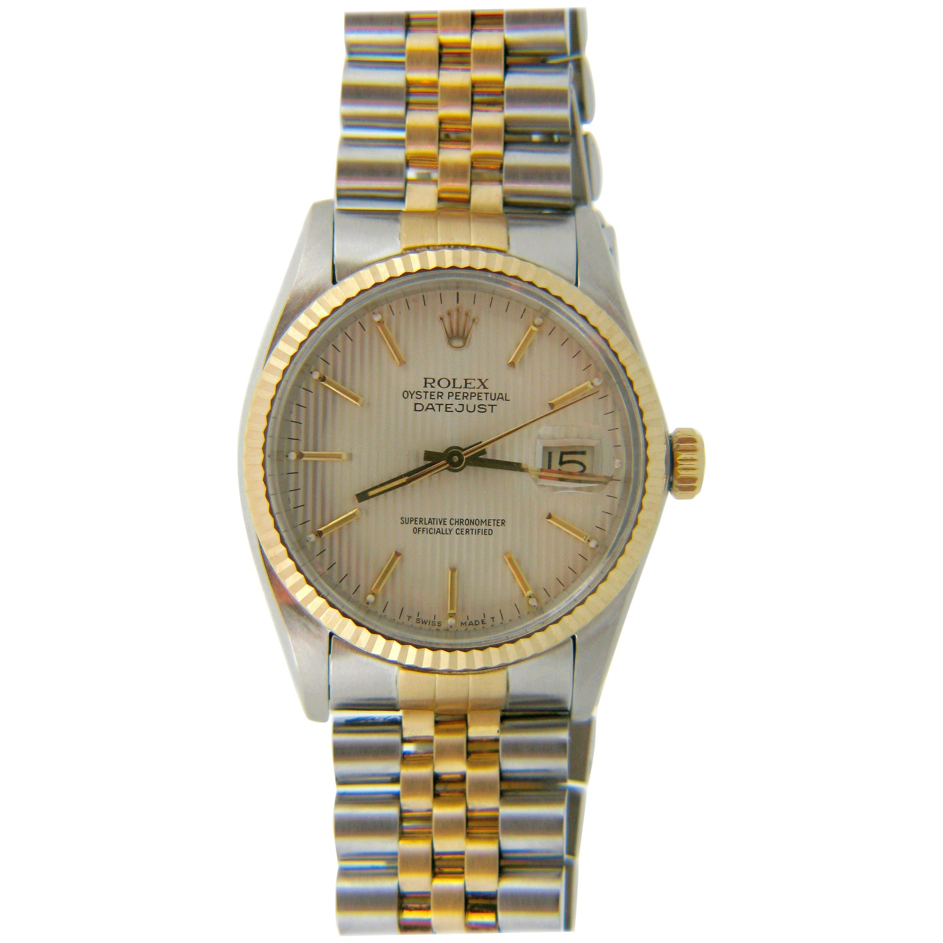 Rolex Oyster Perpetual Datejust 16000 Yellow Gold Stainless Steel Watch