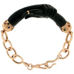 Ebony Hands 14 Karat Yellow Gold Diamonds Cuff Bracelet