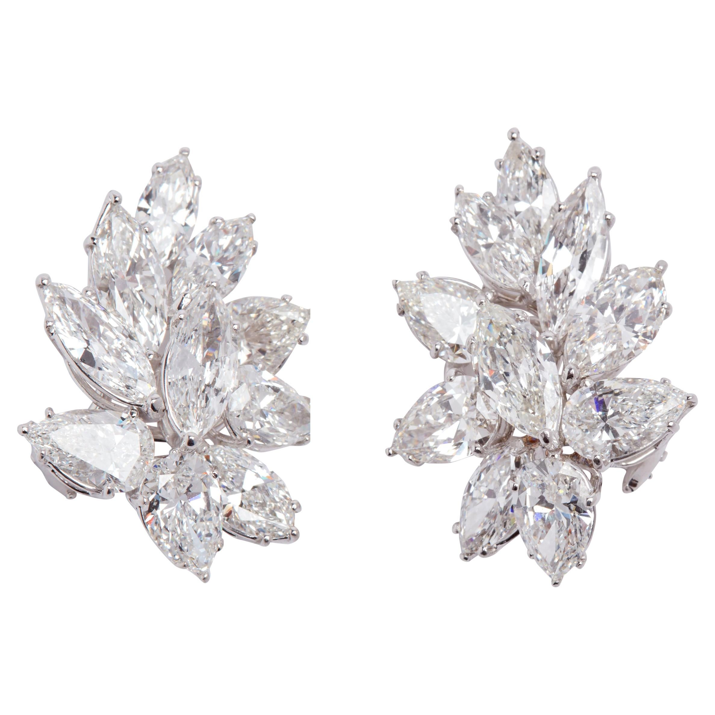 GIA Certified 20 Carat Platinum and Diamond Earrings by Louis Newman & Co