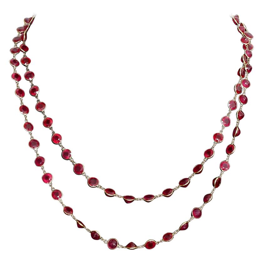 Stunning Ruby and 18 Karat Yellow Gold Necklace
