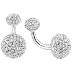 Diamond Encrusted Rounded Face White Gold Cufflinks