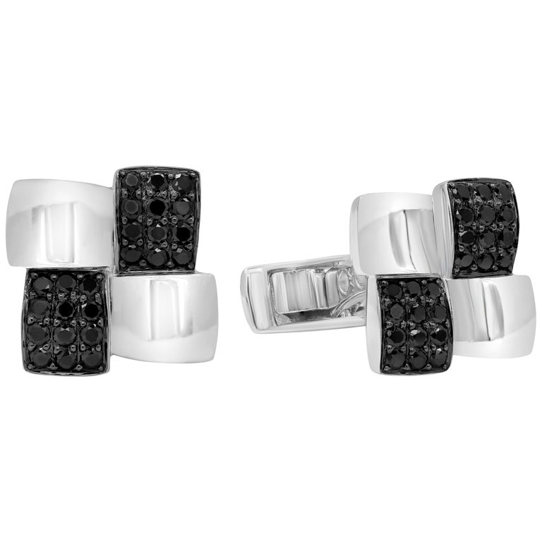 Black Diamond Square Face Cufflinks at 1stDibs