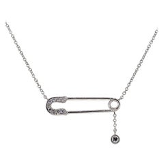 Diamond Pave Safety Pin Pendant on Chain