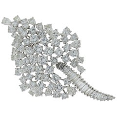 Platinum Diamond Leaf Design Brooch