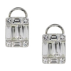 Baguette and Princess Cut Diamond Mosaic Earrings