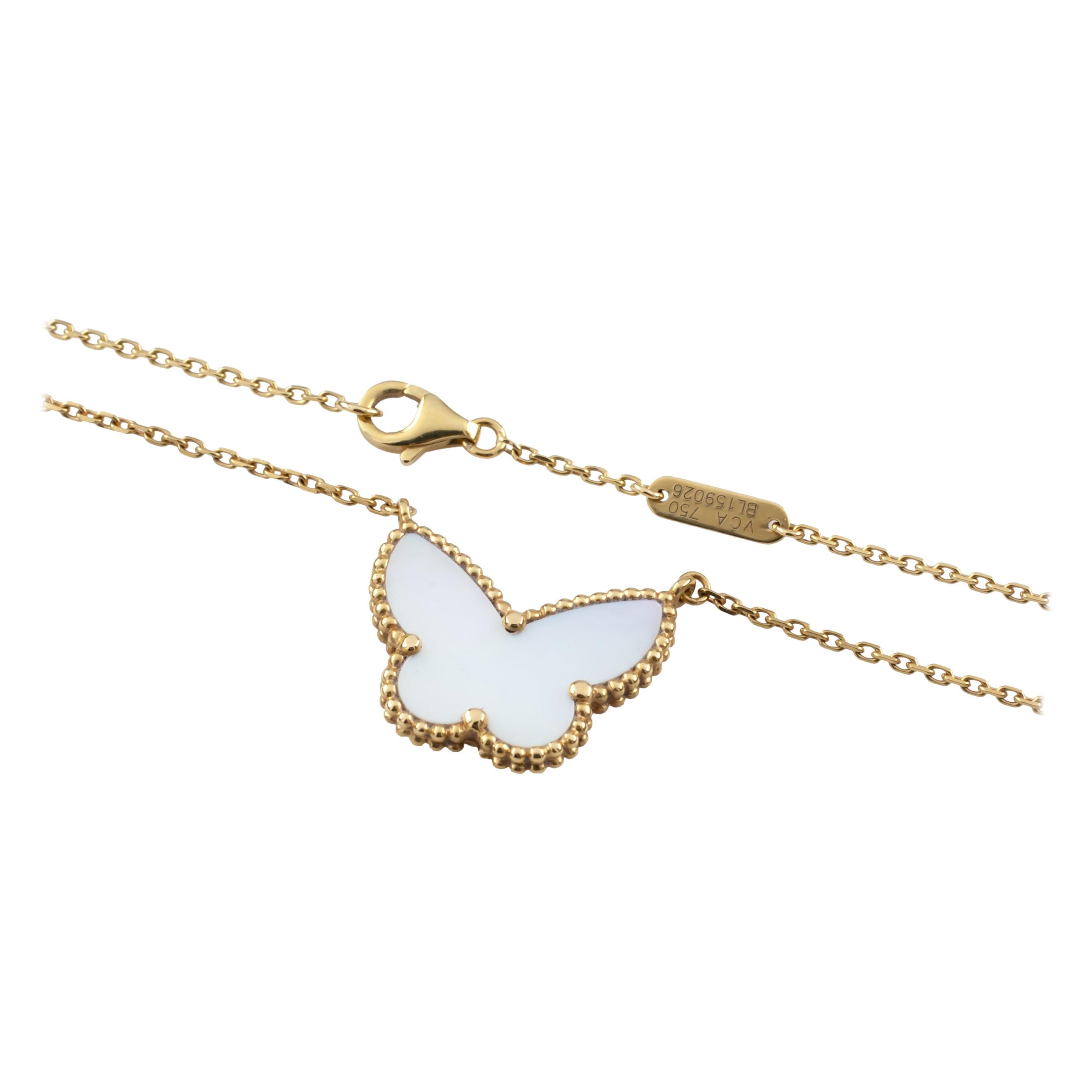 Van Cleef & Arpels 18 Karat Yellow Gold Lucky Alhambra Butterfly Necklace