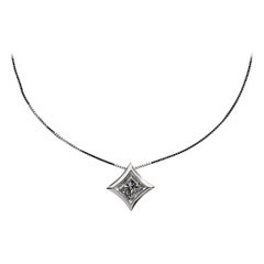 Bezel Star White Gold 0.60 Carat Princess Diamond Solitaire Pendant Necklace