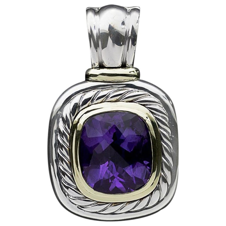 David Yurman Vintage Albion Gold and Silver Cushion Cut Amethyst