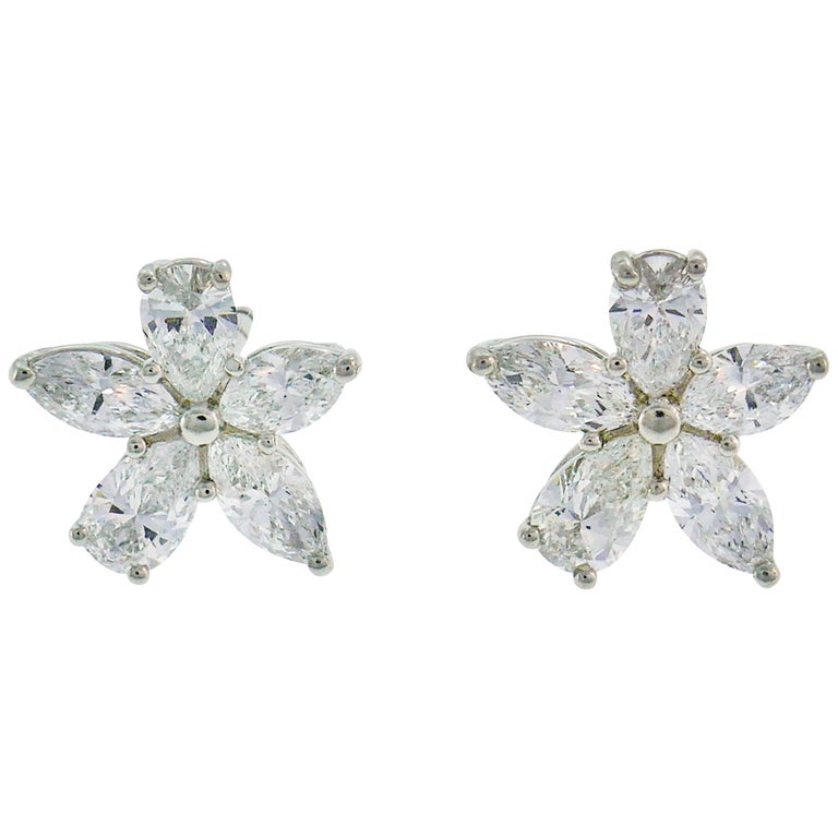 Tiffany and Co. Victoria Diamond Platinum Earrings Studs at 1stDibs ...