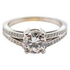 18 Karat White Gold and 1.00 Carat Round Brilliant Diamond Split Shank Ring