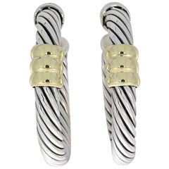David Yurman Cable Classics Gold and Silver Hoop Earrings
