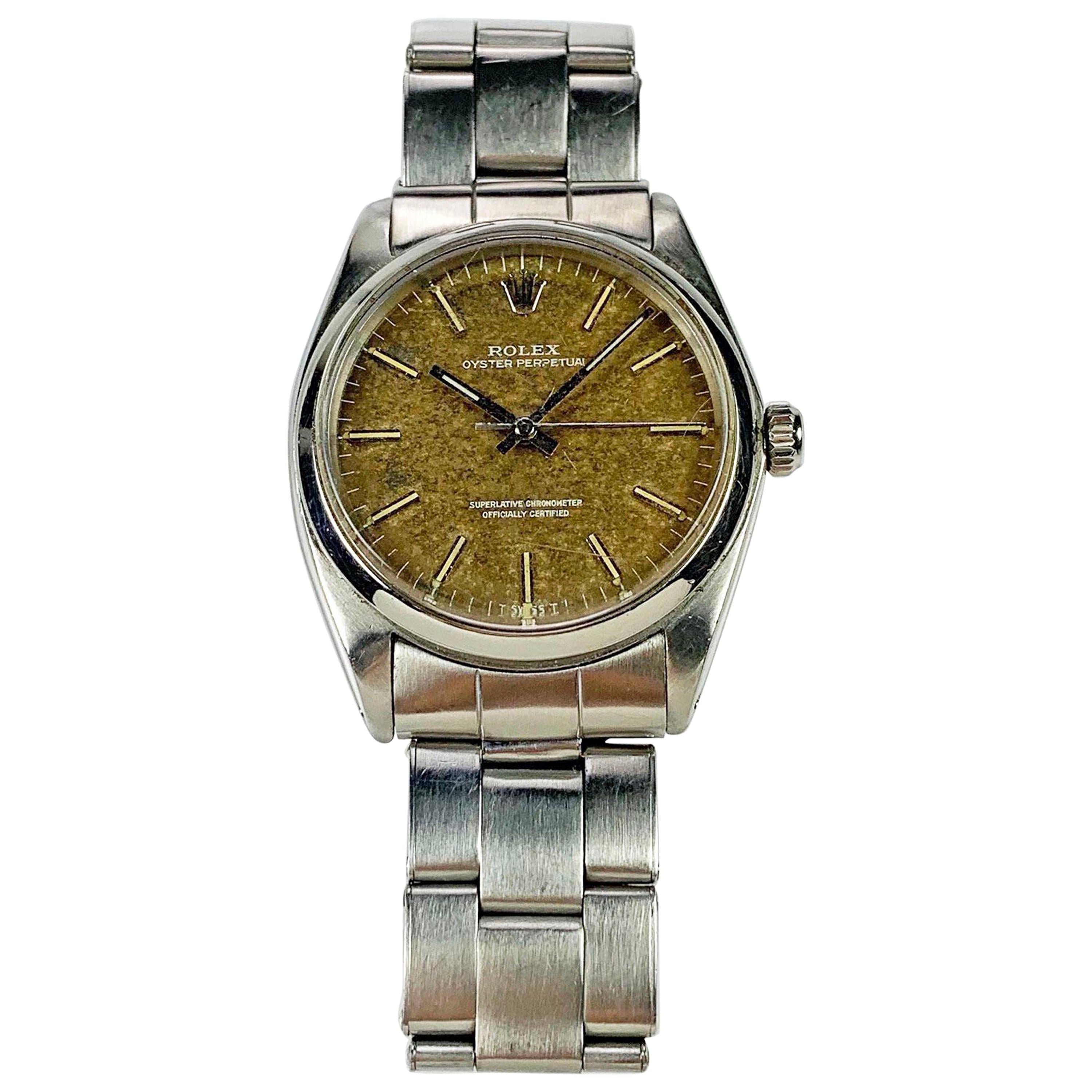Rolex Stainless Steel Oyster Perpetual Tropical Dial Watch, 1960s