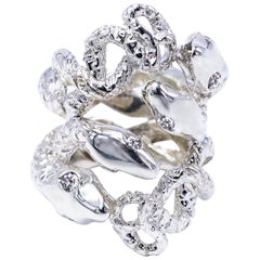 Anillo Serpiente Diamante Blanco Anillo Cóctel Plata Onesie Ajustable J DAUPHIN