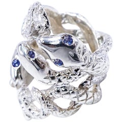 Bague cocktail asymétrique ajustable Onesie en serpent tanzanite J Dauphin empilable