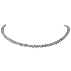 Diamond Line Necklace, 13.50 Carats in 18 Karat White Gold by The Diamond Oak