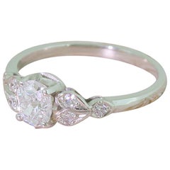 Art Deco 0.61 Carat Old Cut Diamond Platinum Engagement Ring