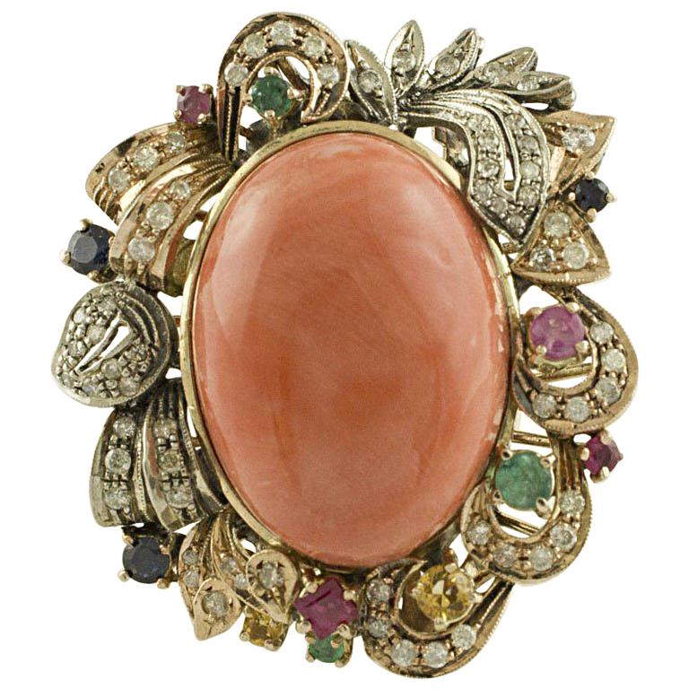 Diamantes Rubíes Esmeraldas Azules y Amarillos Zafiros Coral Rose Anillo de Oro y Plata