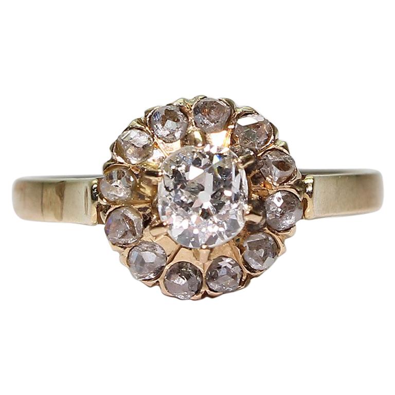 Antique Victorian 18 Karat Gold Diamond Ring For Sale