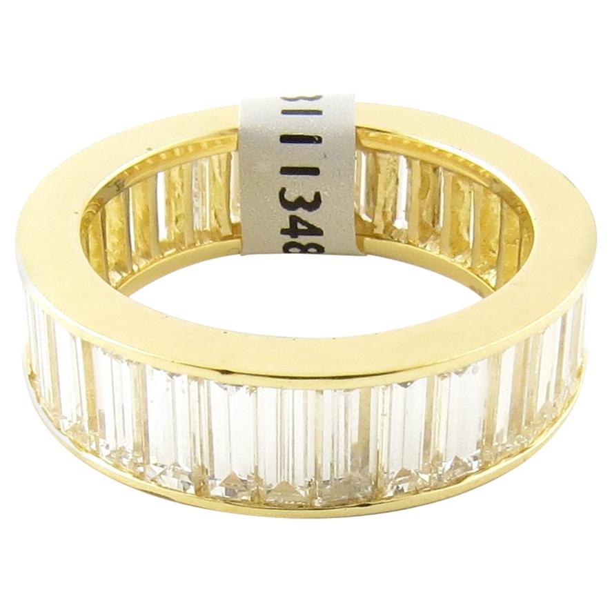 18 Karat Yellow Gold 4.48 Carat Baguette Cut Diamond Eternity Band Ring