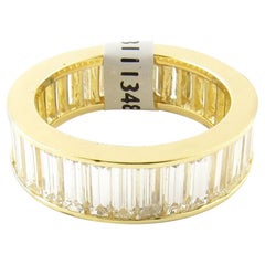 18 Karat Yellow Gold 4.48 Carat Baguette Cut Diamond Eternity Band Ring