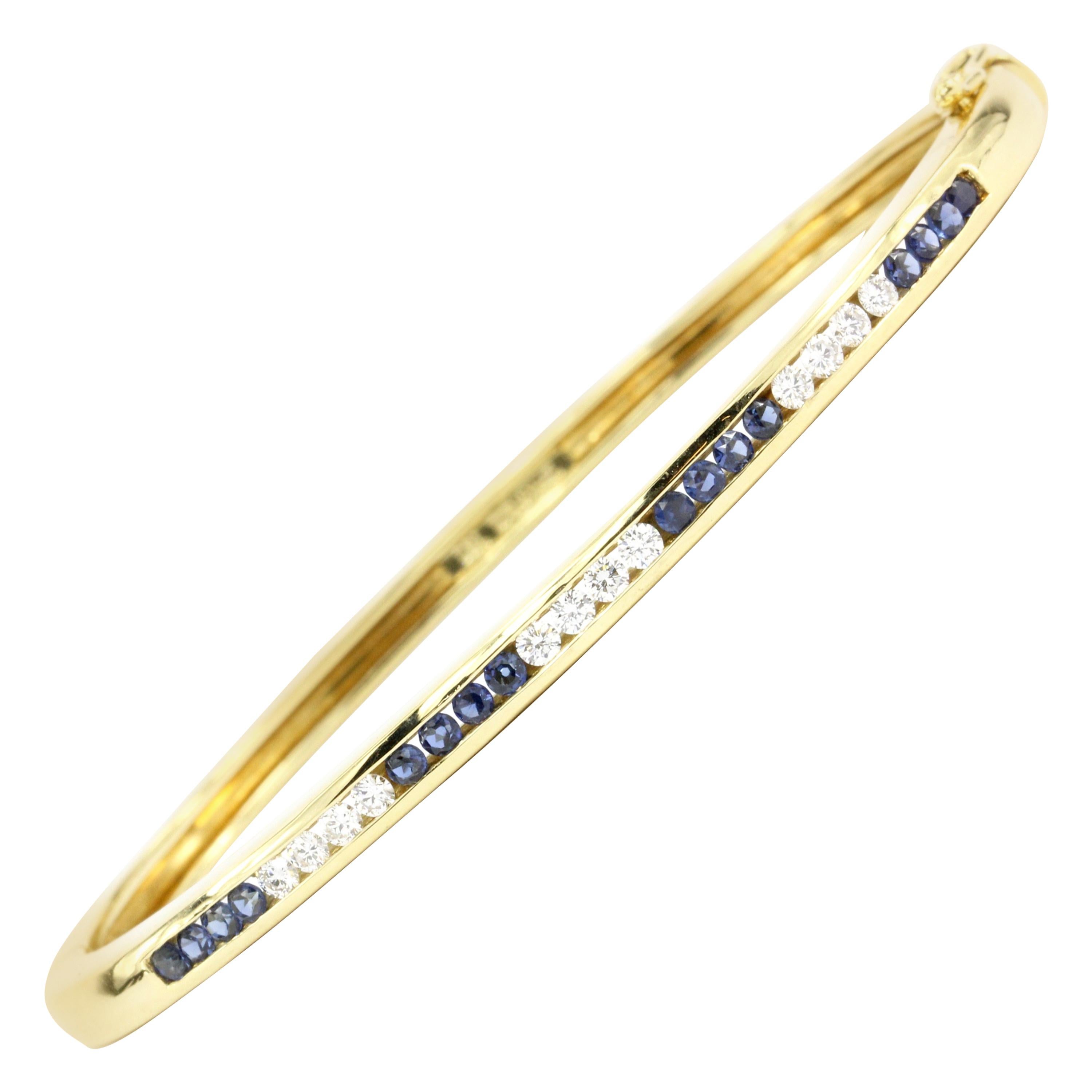 Tiffany & Co. Yellow Gold Sapphire and Diamond Bangle Bracelet